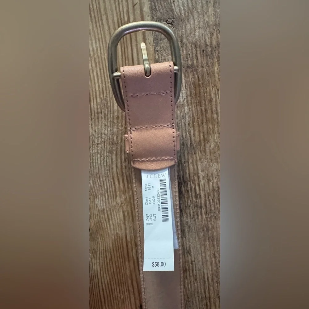 NWT J. Crew Womens Tan Leather Belt with Gold Buckle Size Medium - Picture 6 of 10